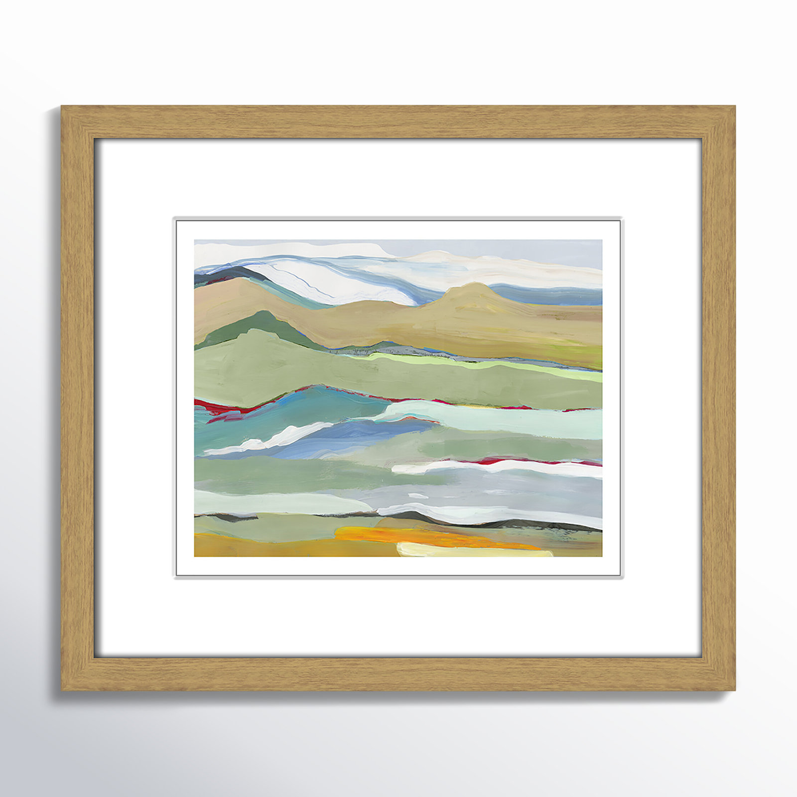 Goodbye Summer on the Hills - Picture Frame Painting, Natural Wood Framed, 13" H x 15" W x 0.75" D