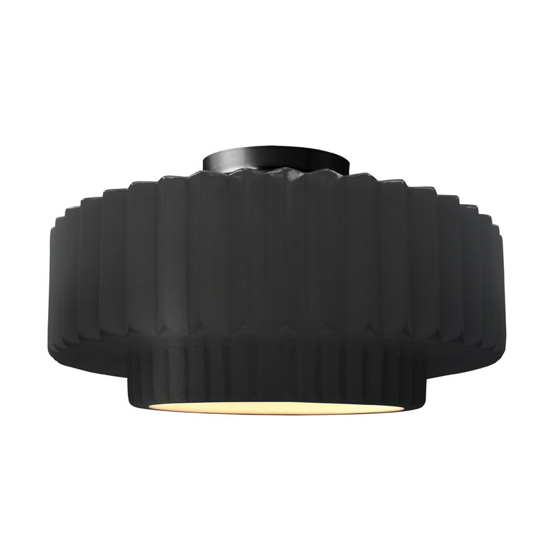 Plafonnier semi-encastré en céramique Wilbury Dottie, H 8 po x l 16,5 po x P 16,5 po, Noir mat carbone, Noir mat