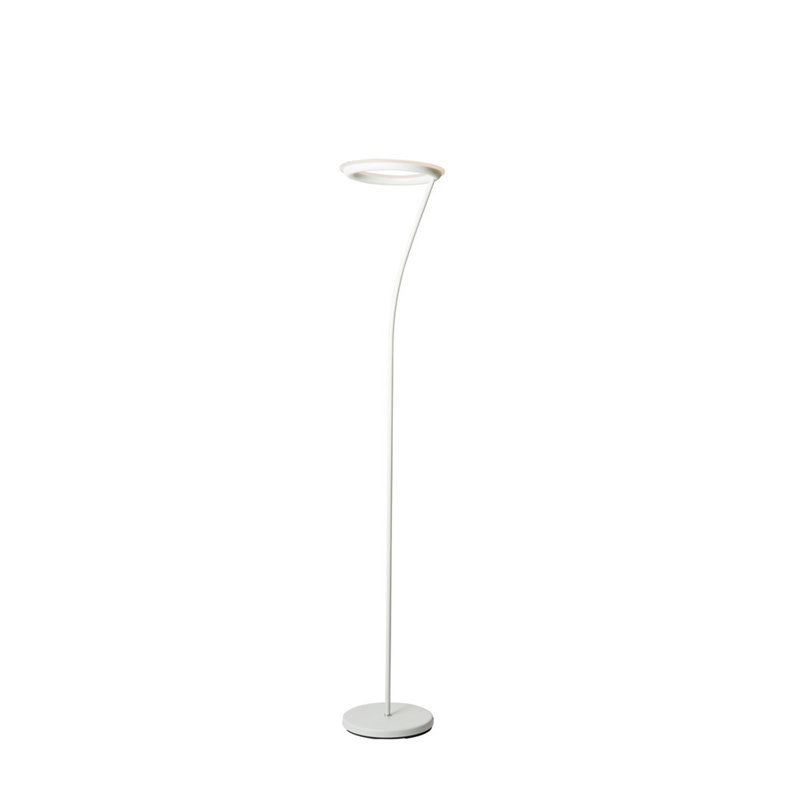 73" Tall Metal Torchiere Floor LED Lamp with Halo design, Matte White finish