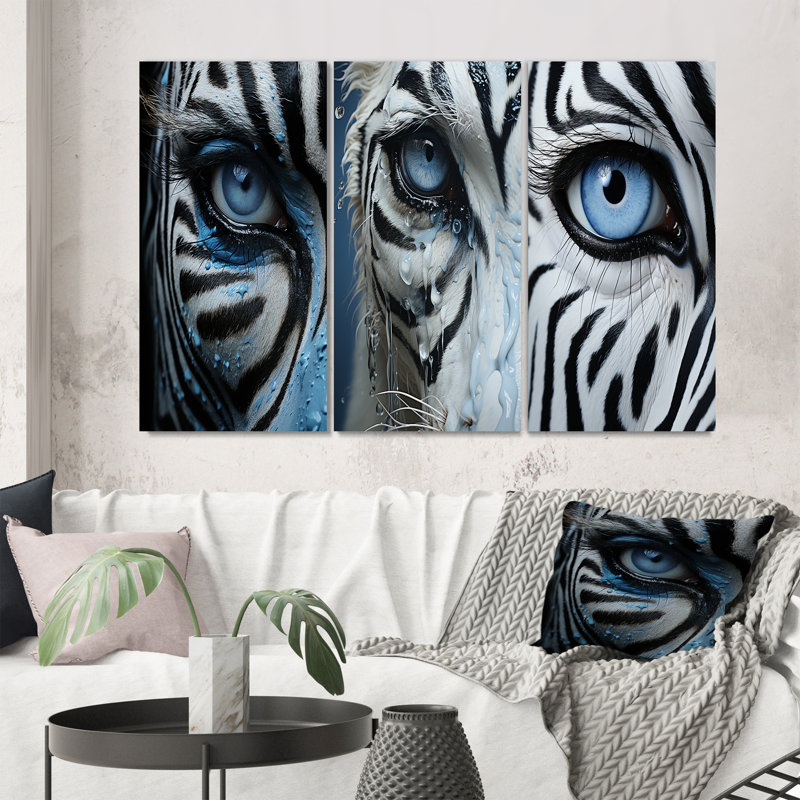 Striking Zebra Patterns - 3 pièces, Toile tendue, H 20 po x l 36 po