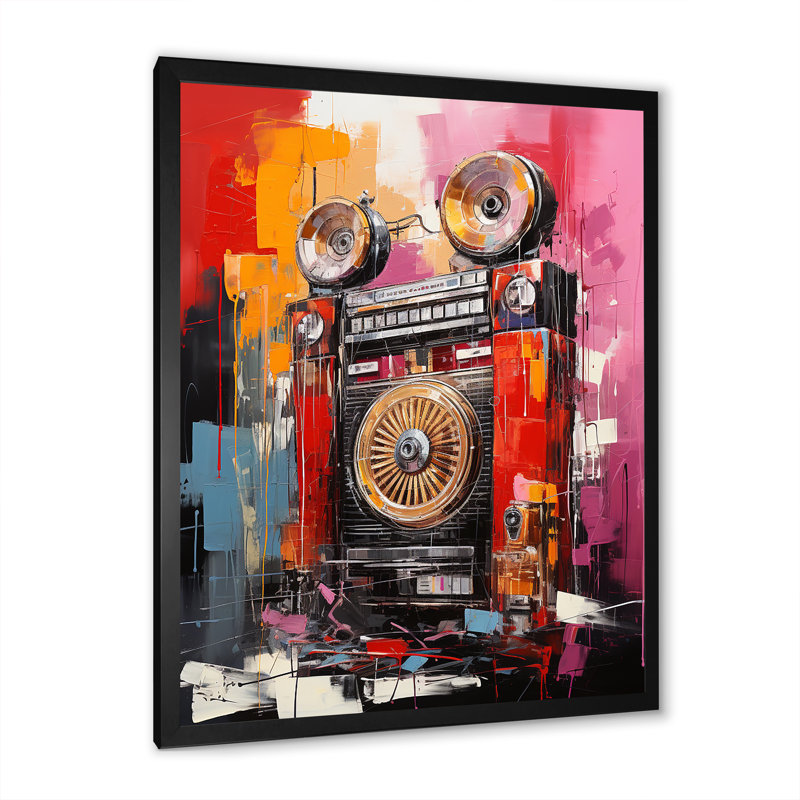 Abstract Rhythms Jukebox 1 - Jukeboxes, art mural, Cadre photo noir simple, H 20 po x l 12 po x P 1 po