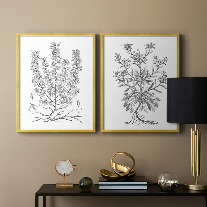 Reproduction encadrée V-Premium de B & W Plant - prêt à être accroché - aucun clou requis - aucun clou requis, Doré