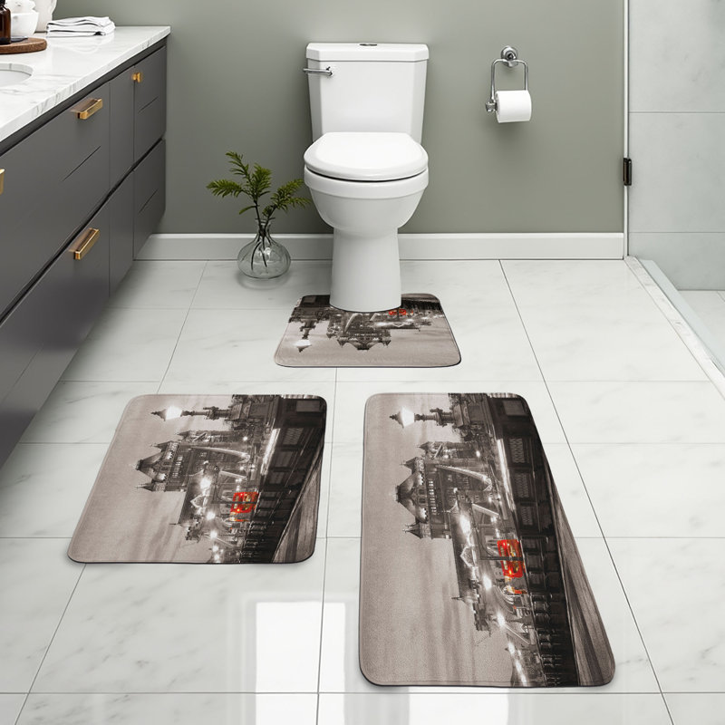  Ensemble de 3 tapis de salle de bain London