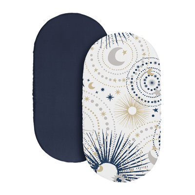 Celestial Navy Blue and Gold 2 Pack Baby Bassinet Fitted Sheets by Sweet Jojo Designs