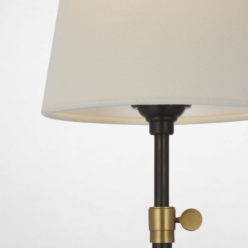 Thomas O'Brien Bryant 27" Adjustable Cordless Table Lamp with Linen Shade, Black/Gold