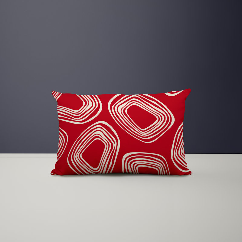 Polyester Lumbar Rectangular Indoor/Outdoor Pillow Cover & Insert, Red