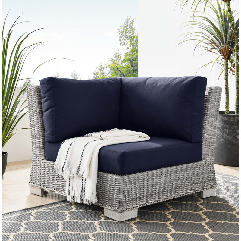 Chaise de coin d'extérieur Modway Conway, Sunbrella® bleu marine