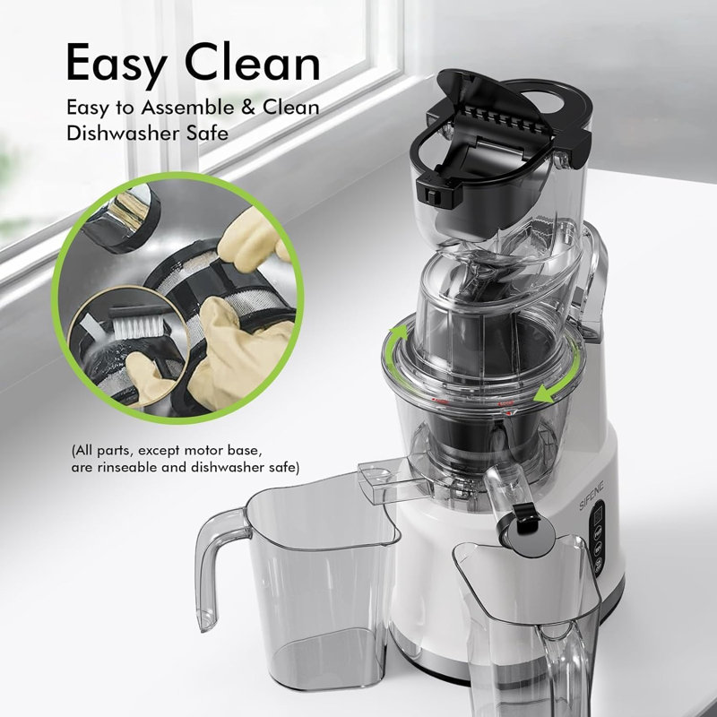 SIFENE Vertical Cold Press Juicer Machines, Quiet Masticating Juicer for Whole Fruits & Vegetables, 83mm Dual Mouth, High Juice Yield, Easy to Clean & Assemble, BPA-Free, Juicer for Celery, Greens, Carrots, Apples