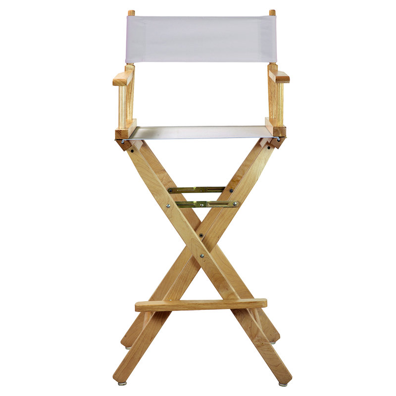 Chaise de réalisateur pliante de 30 po avec toile, Naturel, Blanc
