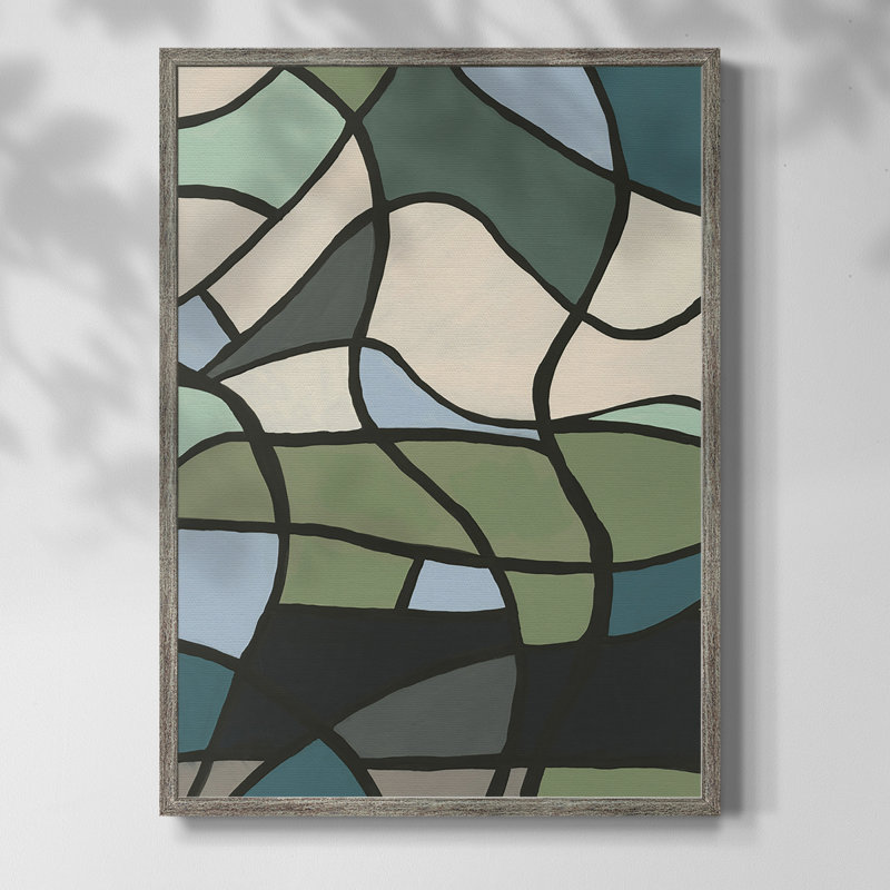 Multicolor Stained Glass II Framed Print - Solid Wood, 11" H x 9" W