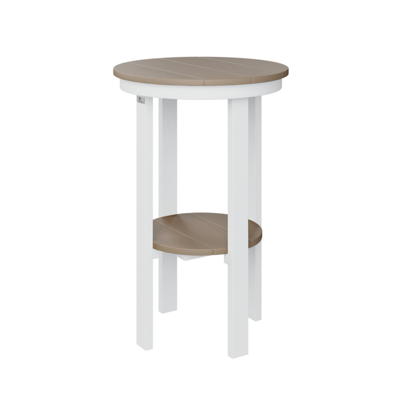 Outdoor Round End Dining Table, 21" H x 21.5" W x 21.5" D, Mango Orange/White