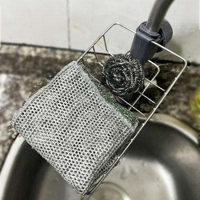 Support pour évier en acier inoxydable avec support Luffa