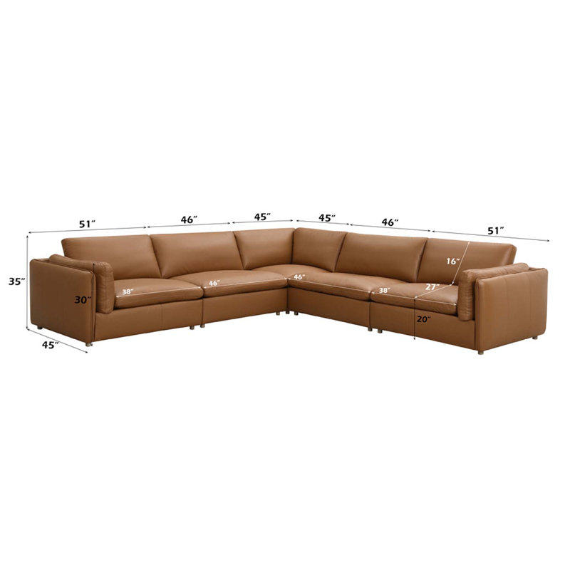 Brighton modulaire - Wedge, cuir fleur brun