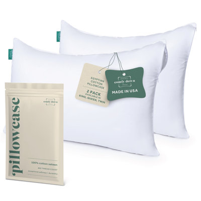 ComfyDown Pillowcase for Twin Size Pillow - 2 Pack - Breathable, 100% Cotton, 400-Thread Count, Zipper Closure -  (Twin, 2 Pack)