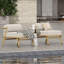 Chaises longues confort, fer et tissu, aspect teck moderne pour patio