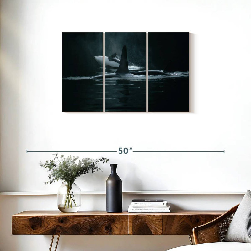 Brampt Swimming Orca Whales, 20" H x 33" W