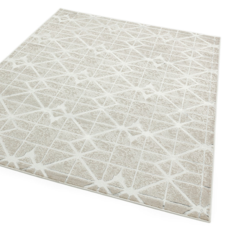 Aurora AU11 Lattice Metallic Silver Area Rug, Rectangle 160 x 230cm