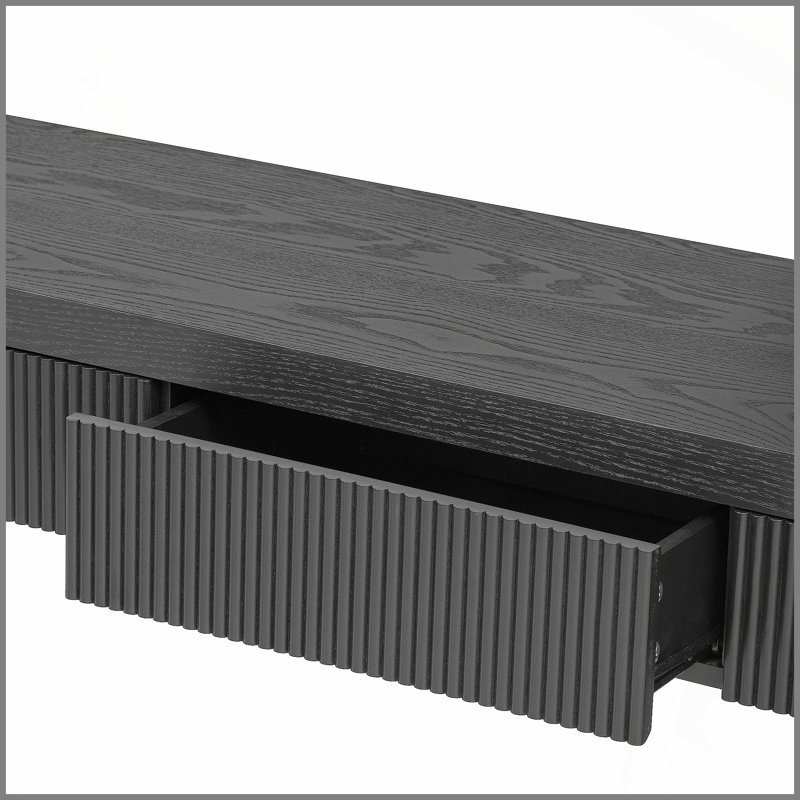 Console d'entrée 55 po avec tiroirs cannelés Lopp, Black, Black, Noir