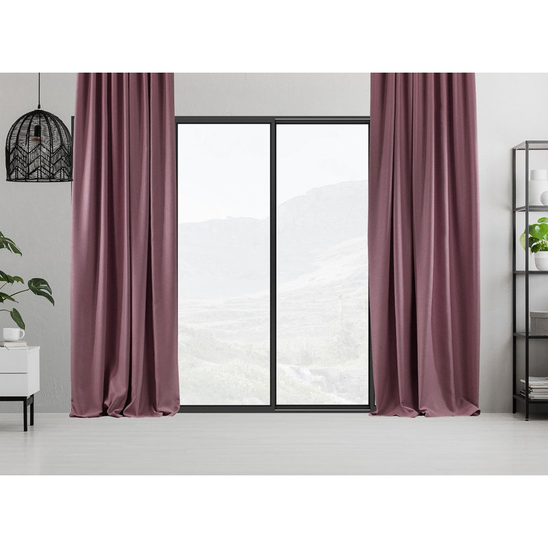 Blackout Single Curtain Panel, 130cm Width x 265cm Drop, Rose pink