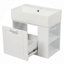 Meuble-lavabo mural 21,8 po avec lavabo, armoire flottante murale, grand tiroir, tablette réglable, porte-papier hygiénique, système de fermeture en douceur-126230276