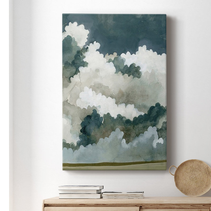 Toile tendue avec châssis Vast Neutral Sky II - prêt à accrocher, L 32 po x H 48 po