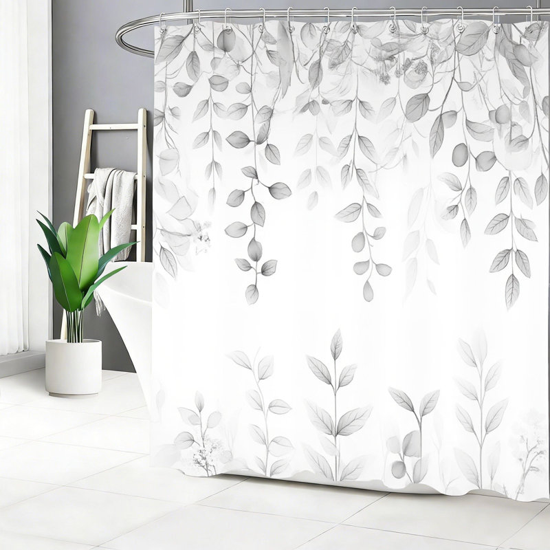 Rideau de douche à feuille monochrome gris 72 x 72 po pour salle de bain quotidienne