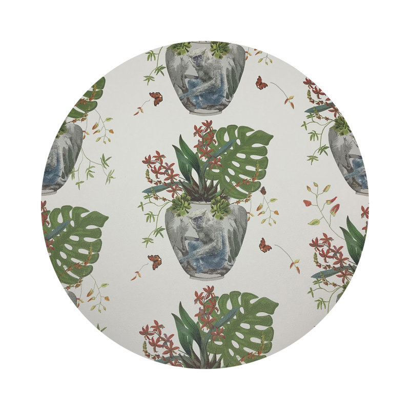 Monkey Small Jungle Pebble 16" Vinyl Placemat, White