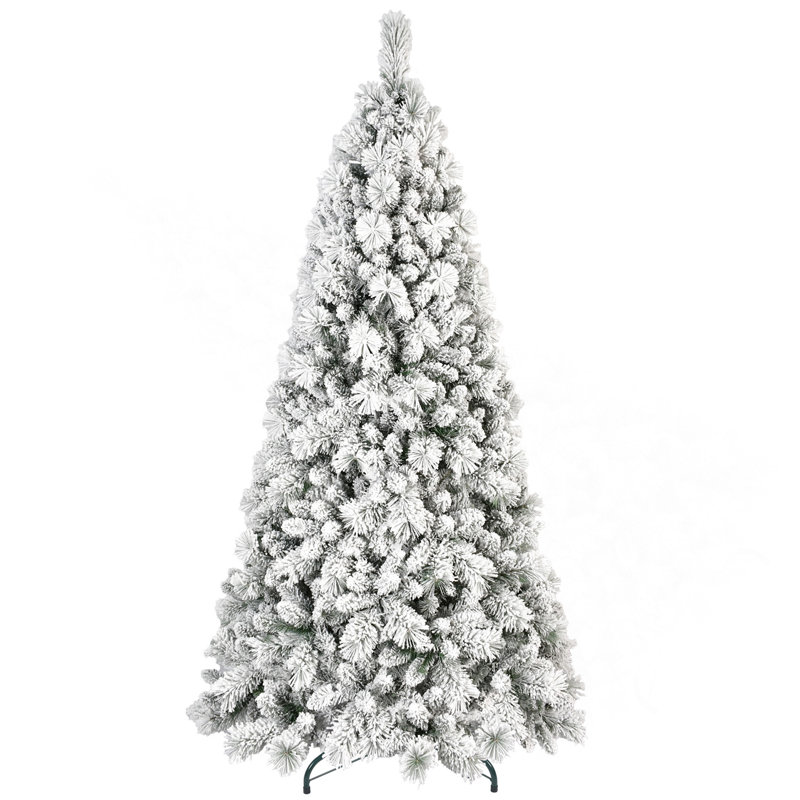 Arbre de Noël 6 pi avec 752 pointes - PVC enneigé et branches à aiguilles dures, structure à charnières pour une installation facile, support en métal stable - arbre de Noël réaliste