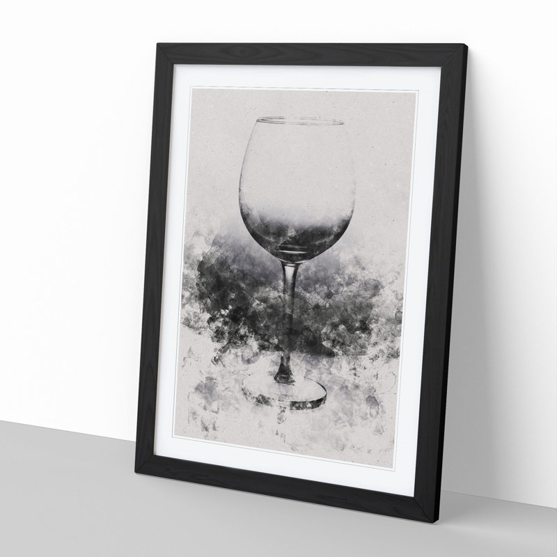 Reflection of the Wine Glass Watercolour - Framed Print, 36cm H x 27cm W x 2cm D, Black Framed