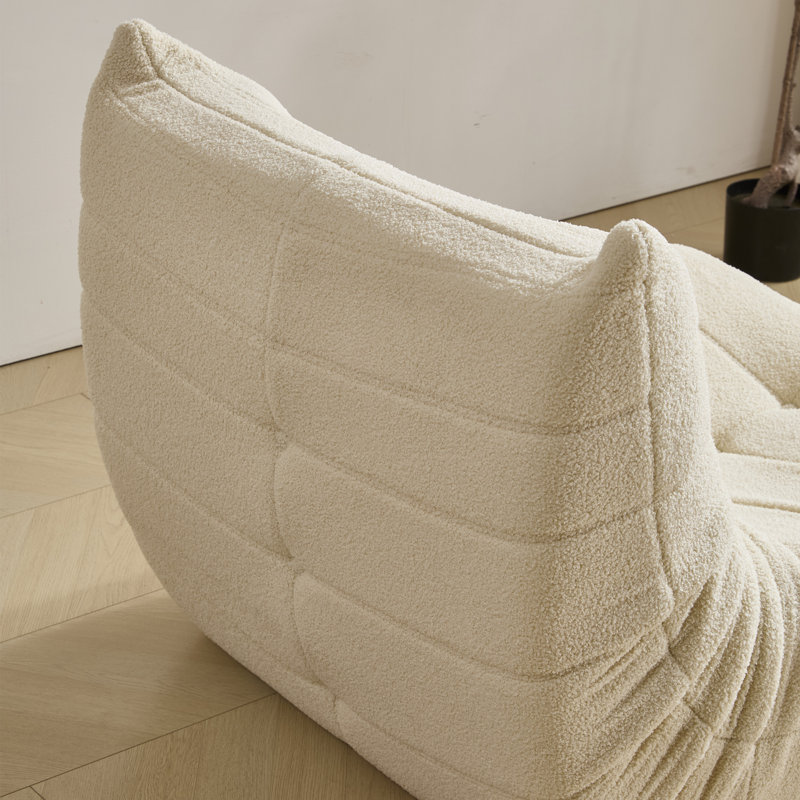 Teddy Fabric Standard Armless Bean Bag Chair & Lounger, White