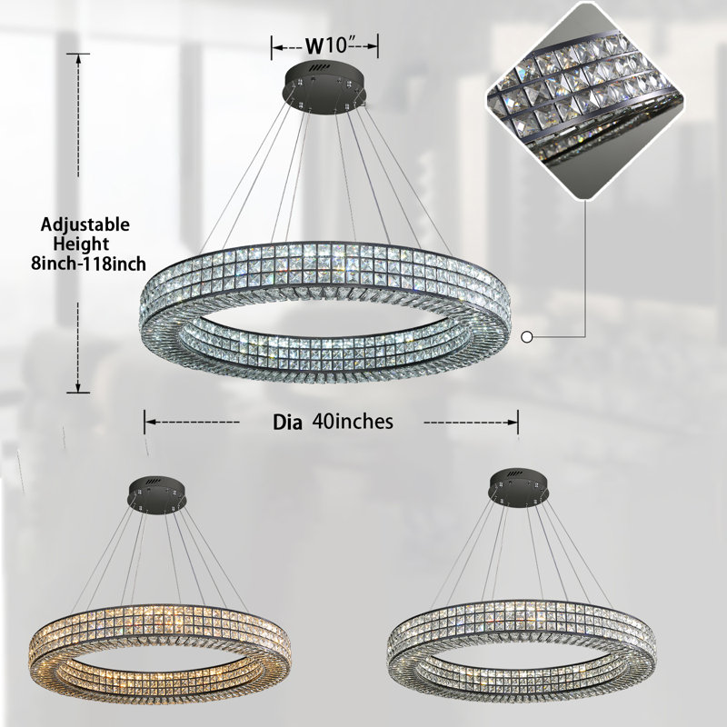 Lustre en cristal Wakeisha, L 40 po x l 40 po x H 118 po