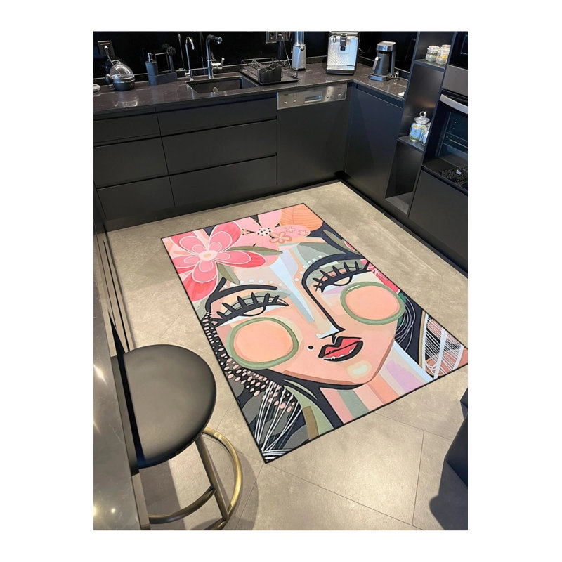 Tapis de sol tissé à motifs Sweet Woman, Rectangle 4 pi 8 po x 6 pi 7 po