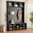 Hall Tree with 6 Hooks,Wooden Style Rustic Shoe Organizer with 16 Open Compartments-75372771