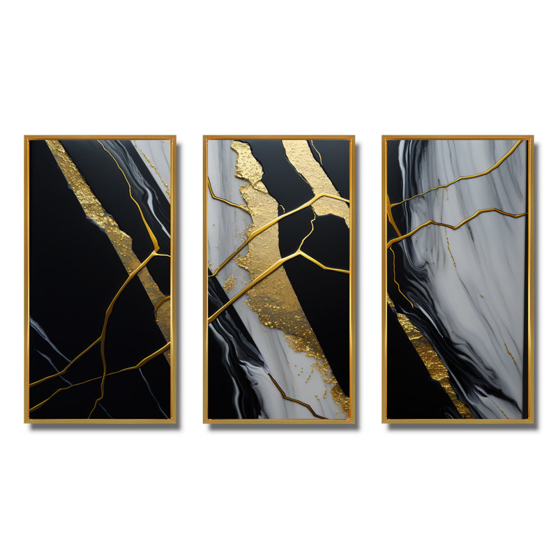 Ghislain - 3 Piece Print, 28" H x 36" W x 1" D, Gold