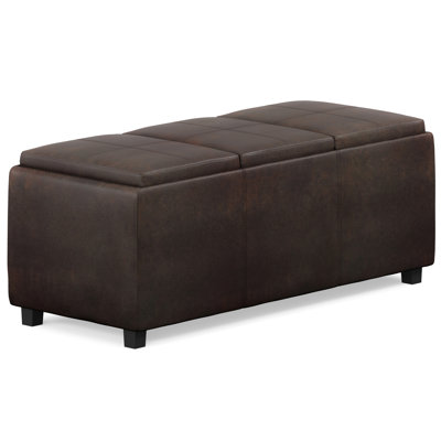 Avalon 42"W Upholstered Storage Ottoman with 3 Flip-Over Serving Trays