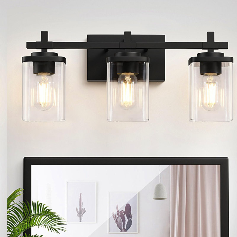 Modern Glow 3-Light Bathroom Vanity Fixture - Wall Sconce with Clear Glass Shade