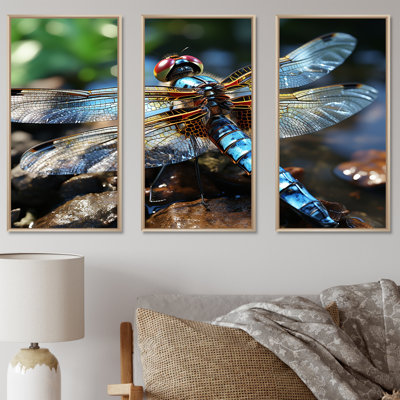 «Blue Fluttering Dragonfly I», art mural libellule