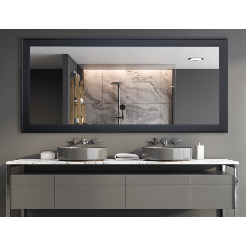 Bornhardt Engineered Wood Wall Mirror, Black, 35" x 70"