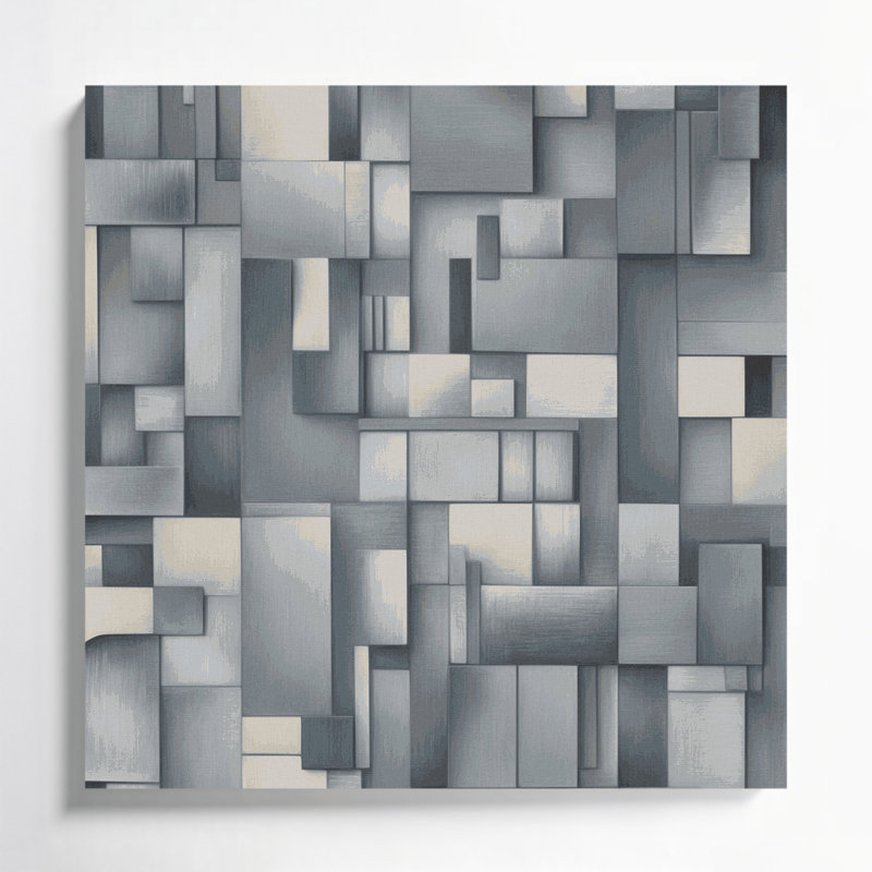Abstract Shapes 89 Gray Canvas Wall Art, 32" H x 32" W