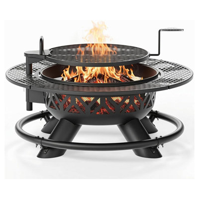 Foyer d'extérieur en acier avec barbecue pour le bois d'extérieur 47 po OLYMPIA