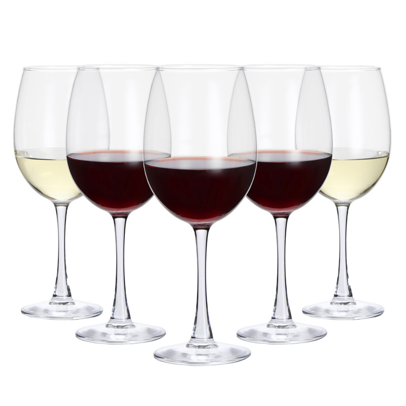 Verres à vin Lorren Home Trends, verre transparent, capacité de 16 onces, long pied, ensemble de 6