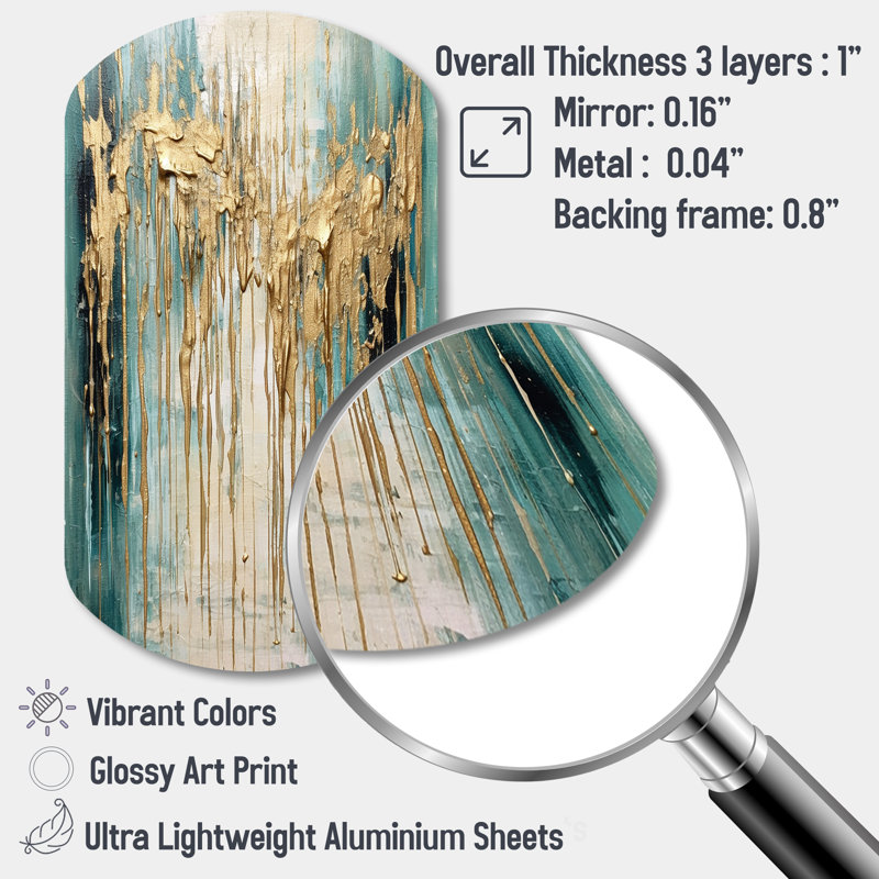 Gilded Daydreams VI - Minimalism Asymmetrical Metal Print Wall Art, Modern Cylinder Metal Wall Decor, 31" H x 19" W x 1" D