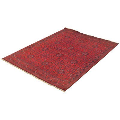 Tapis de zone en laine rouge 5 pi 10 po x 7 pi 8 po à la main one-of-kind-noué la 2010s esari turque Allaina
