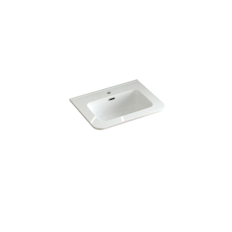 Meuble-lavabo mural avec lavabo flottant et tiroir en céramique blanche, 24"