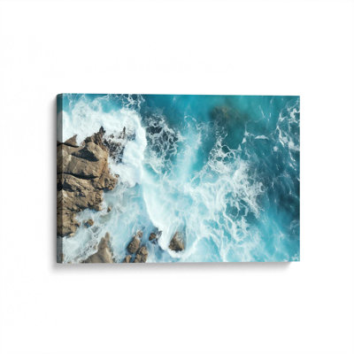 Sapphire Seaside Dance, reproduction d'art encadrée sur toile par Azure Artisanal Studio