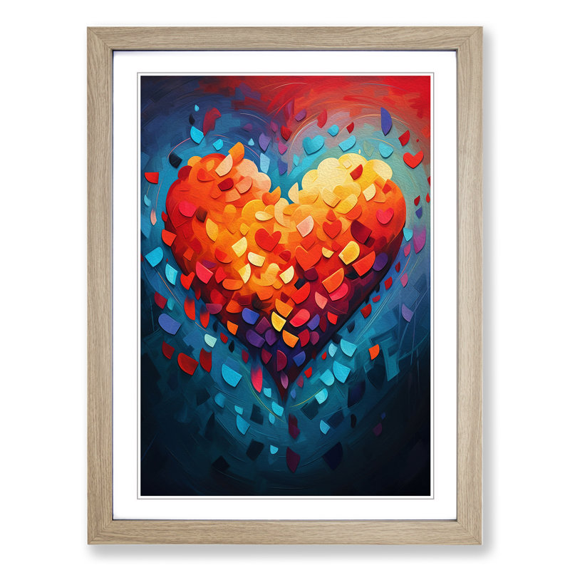Love Heart Orphism Art - Framed Print, Oak Framed, 46cm H x 34cm W x 2cm D