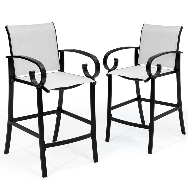 Charmayne Aluminum Outdoor 27.7'' Bar Stool, Oyster