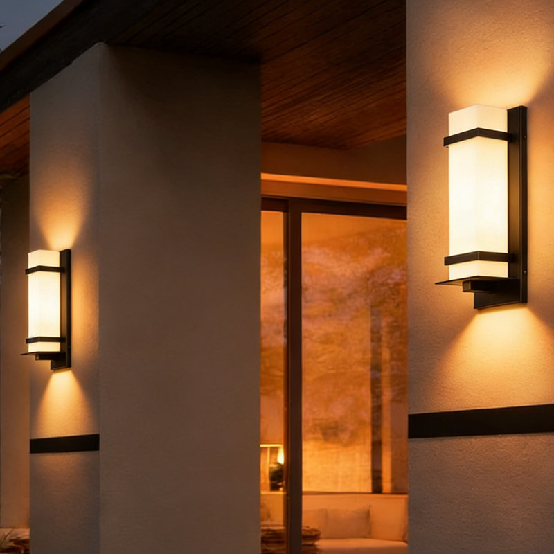 Modern 14-Inch Outdoor Wall Lamp with Frosted Glass Shade