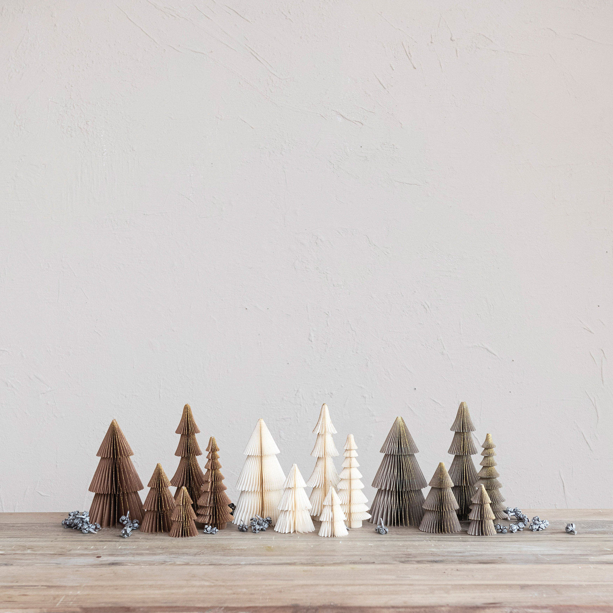 Paper Folding Honeycomb Trees With Gold Glitter