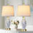 22” Blue White Porcelain Jar Lamp Set With Brass Base(Set Of 2)